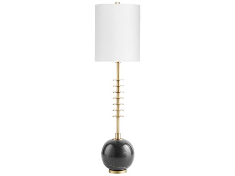 Cyan Design Sheridan Gold Black White Linen Shade With Liner Buffet Lamp