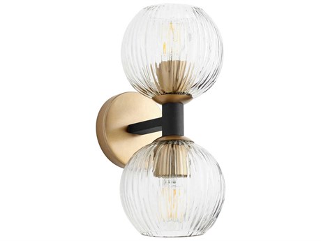 Cyan Design 2-Light Noir Aged Brass Black Glass Wall Sconce