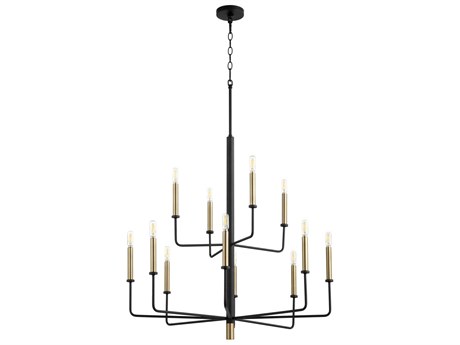 Cyan Design 12-Light Noir Aged Brass Black Candelabra Tiered Chandelier