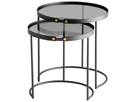 Cyan Design Round Glass Graphite End Table