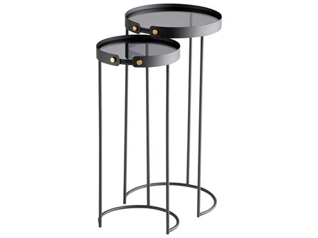Cyan Design Round Glass Graphite End Table