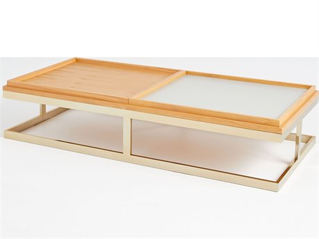Cyan Design Rectangular Wood Light Brown Brass Coffee Table
