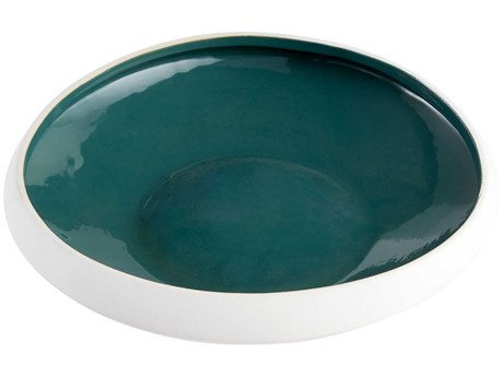 Cyan Design Matte White Green Glaze Tricolore Decorative Bowl