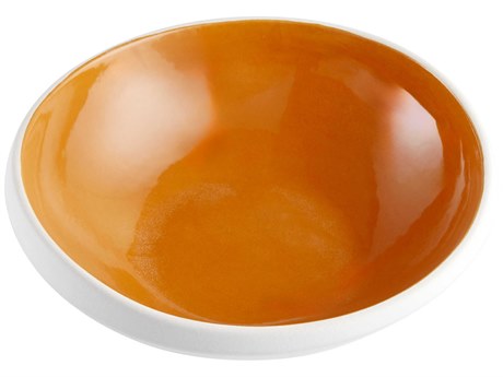 Cyan Design Matte White Orange Glaze Tricolore Decorative Bowl