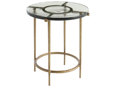 Cyan Design Laguna Round Glass Antique Brass End Table