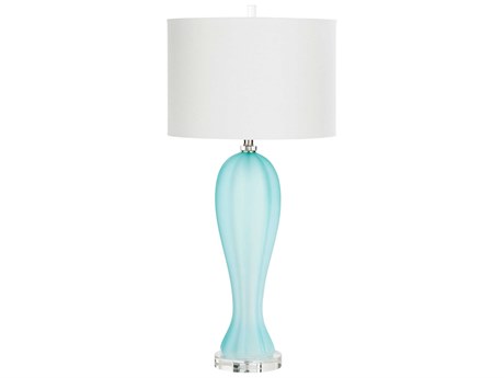 Cyan Design Aubrey Green Cream Linen Shade With Patterned Liner Glass Buffet Lamp