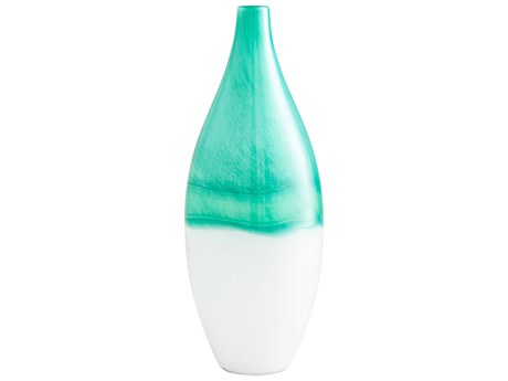 Cyan Design Iced Marble Turquoise / White 16" High Vase