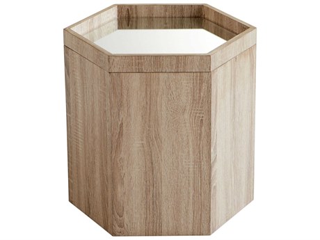 Cyan Design Hexagon Glass Oak Veneer End Table