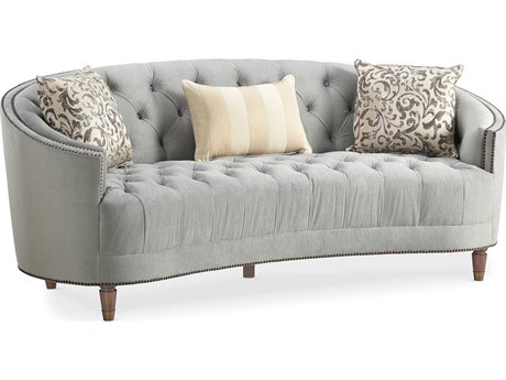Caracole Classic Elegance Tufted Chestnut Gray Upholstered Sofa