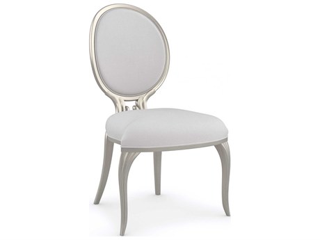 Caracole Lillian Fabric Birch Wood Silver Upholstered Side Dining Chair