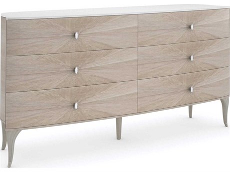 Caracole Lillian 6-Drawers Beige Birch Wood Double Dresser