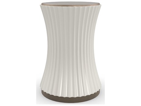 Caracole Valentina Round Stone Matte Pearl End Table