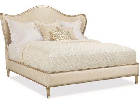 Caracole Classic Bedtime Beauty Wing White Upholstered King Platform Bed