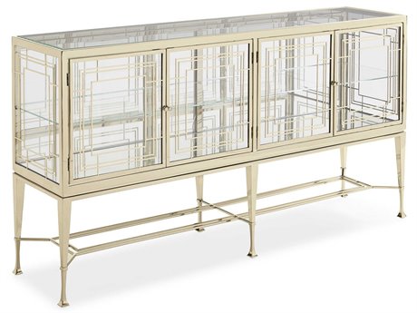 Caracole Classic Worth Its Weight in Gold Rectangular Clear Glass Whisper Of Console Table