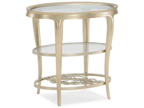 Caracole Classic Wild Flower Oval Glass Oracle End Table