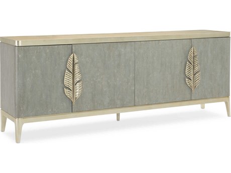 Caracole Classic Waterside 90" Birch Wood Tanquil Coastal Silver Leaf Sideboard