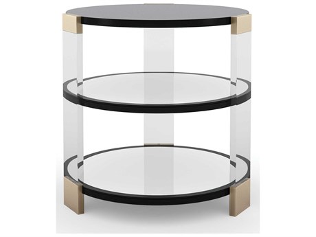 Caracole Classic Go Around It Round Wood Tuxedo Black Whisper Of Gold End Table