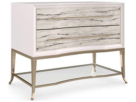 Caracole Classic Natures Rhythm 2-Drawers White Birch Wood Nightstand