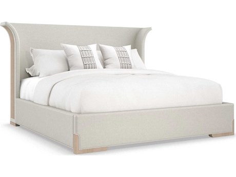 Caracole Classic Beauty Sleep Woodland Gray Birch Wood Upholstered King Sleigh Bed