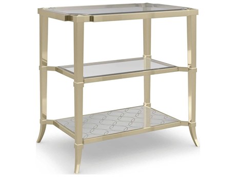 Caracole Classic Third Times a Charm 18" Rectangular Glass Whisper Of Gold Soft Silver Leaf End Table
