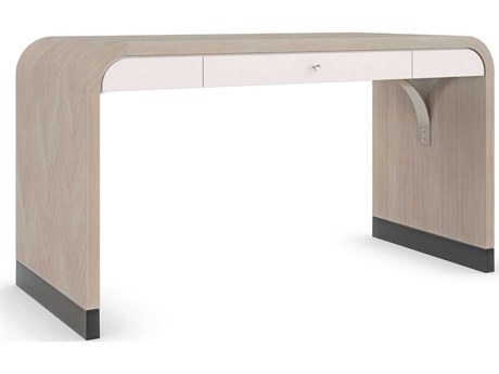 Caracole Classic Free Fall Moonstone Pearly White Almost Black Brown Birch Wood Writing Desk