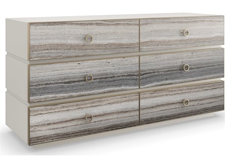 Caracole Classic Bedrock 6-Drawers White Poplar Wood Double Dresser