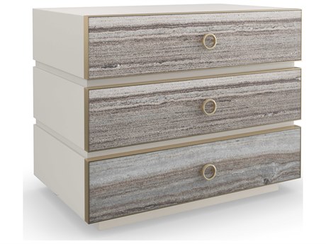 Caracole Classic Bedrock 3-Drawers White Poplar Wood Nightstand