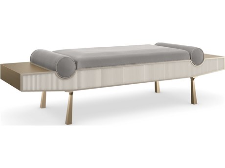 Caracole Classic Roll Play White Upholstered Accent Bench