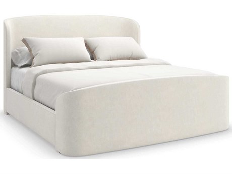 Caracole Classic Soft Embrace White Hardwood Upholstered Queen Sleigh Bed