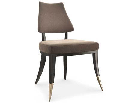 Caracole Classic Caress Fabric Poplar Wood Ebony Upholstered Side Dining Chair