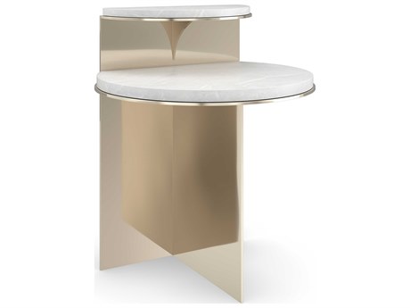 Caracole Classic Touche Light 21" Demilune Stone Whisper Of Gold End Table