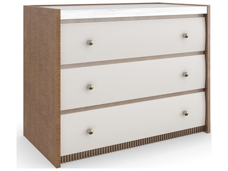 Caracole Classic Avignon 3-Drawers Beige Acacia Wood Nightstand