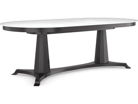 Caracole Classic Bordeaux Oval Glass Almost Black Dining Table