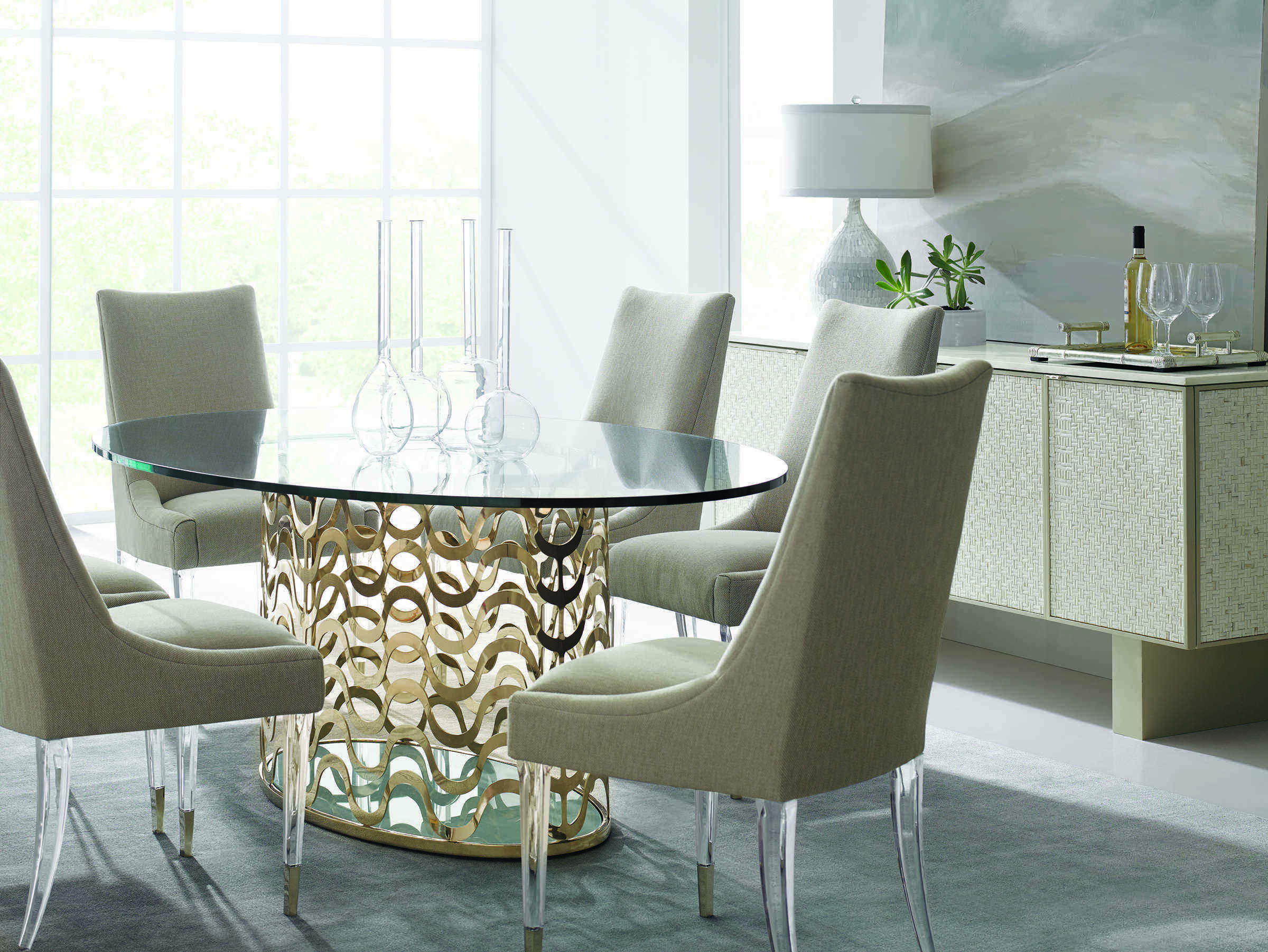 Caracole Classic Whisper of Gold 76''W x 48''D Oval Dining Table