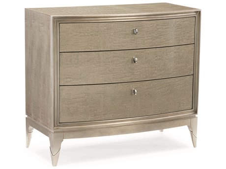 Caracole Classic Rise and Shine Silver Maple 3-Drawers Beige Nightstand