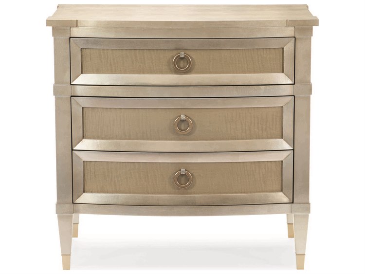 Caracole Classic Silver Leaf 3 Drawer Nightstand Caccla417067 7102