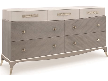 Caracole Classic Tempo 7-Drawers Gray Birch Wood Double Dresser