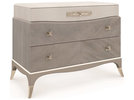 Caracole Classic Vibrato 3-Drawers Gray Birch Wood Nightstand