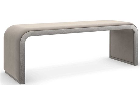 Caracole Classic Traverse Silver Driftwood Upholstered Accent Bench