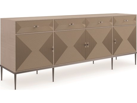 Caracole Classic Low Rise 82" Birch Wood Woodland Gray Sparkling Argent Deep Bronze Media Console