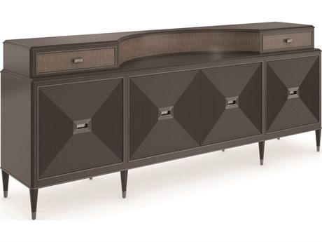 Caracole Classic Gallerie 91" Birch Wood Dark Chocolate Tigra Deep Bronze Charcoal Sideboard