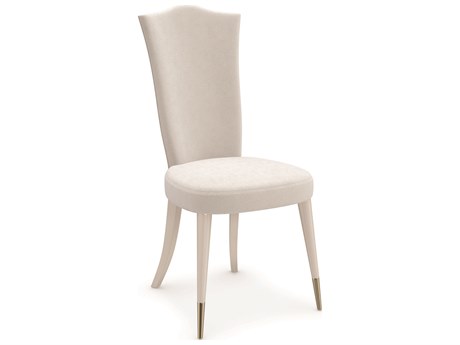 Caracole Classic Cherub Birch Wood White Upholstered Side Dining Chair