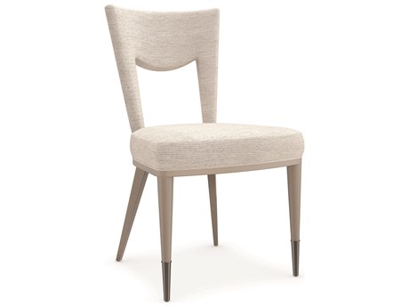 Caracole Classic Strata Birch Wood White Upholstered Side Dining Chair