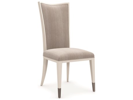 Caracole Classic Lady Grey Birch Wood Gray Upholstered Side Dining Chair