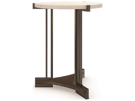 Caracole Classic Key Element Round Marble Soft Silver Leaf Rich Walnut Deep Bronze Platinum Gold End Table