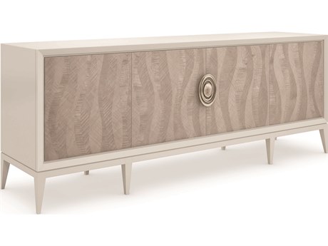 Caracole Classic Now Streaming 84" Birch Wood Almond Milk Chinchilla Media Console