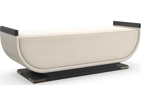 Caracole Classic Crete Charred Bark Beige Upholstered Accent Bench
