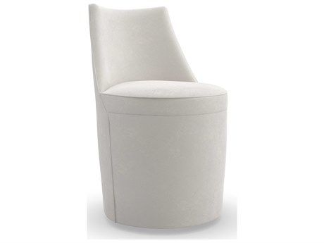 Caracole Classic Barrel Roll White Upholstered Side Dining Chair