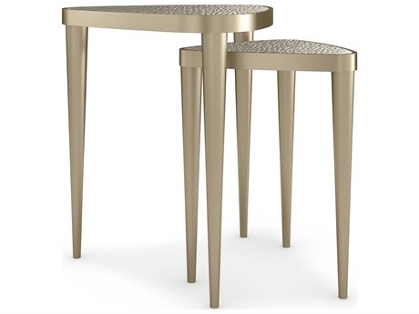 Caracole Classic Cuff Links Glass Brushed Gold Nesting Tables