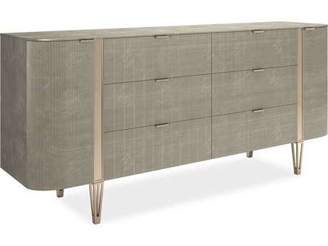 Caracole Classic Love At First Sight 6-Drawers Gray Birch Wood Double Dresser